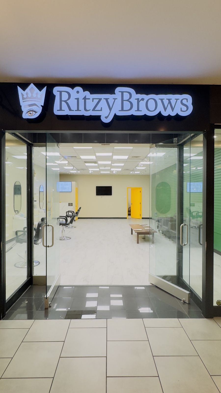 Ritzy Brows entrance inside Mondawmin Mall