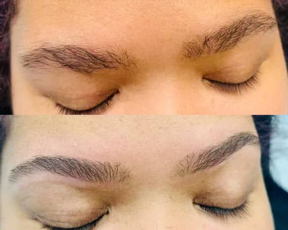 Before and after eyebrow threading